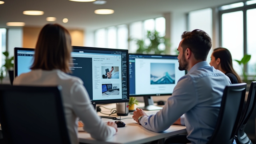 Equipa de design trabalhando em projeto de acessibilidade visual